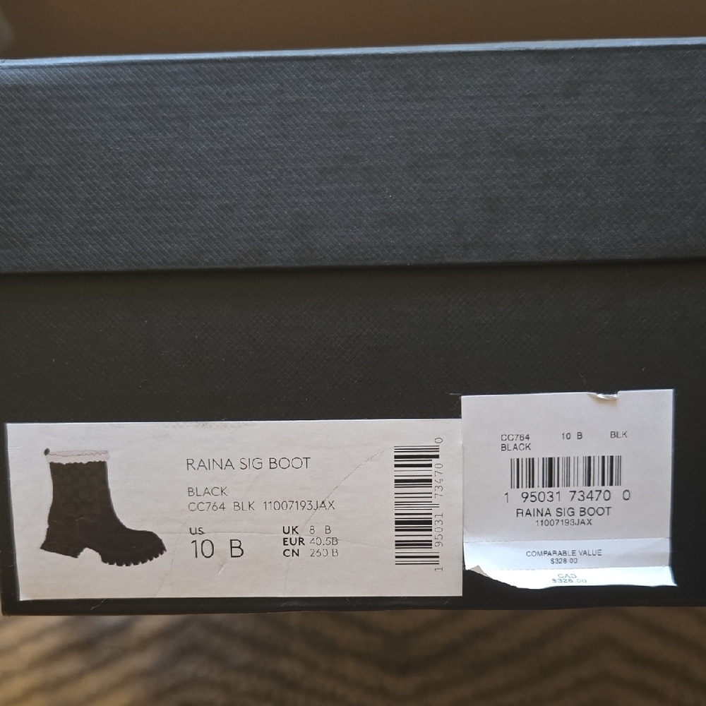 Coach Black and Gray Shearling-Lined Boots With Box SIZE 10 - Picture 11 of 12